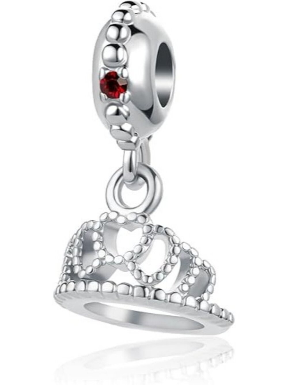 January Birthstone Princess Queen Crown Charm For Pandora Bracelets Jewelry